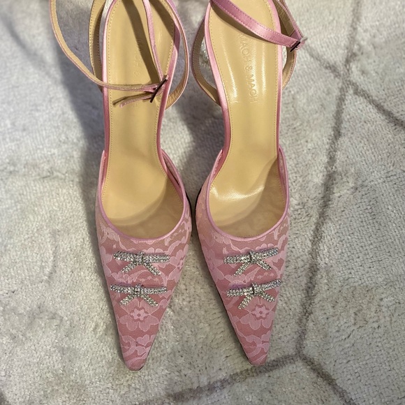 Mach & Mach Sheer Lace Mini Bow Heels - Picture 7 of 7